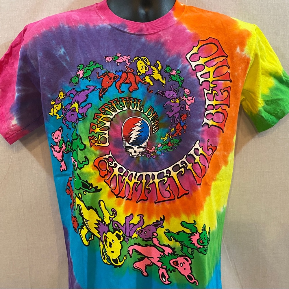 NEW Grateful Dead Tie Dye T-Shirt Size Small Trippy Bears Skull Logo Rock Tee